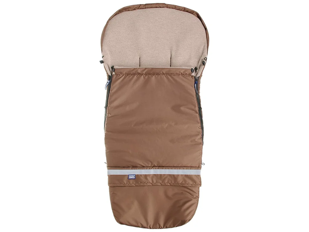 Hnědý rostoucí fusak do kočárku s taupe merino fleecem Kaarsgaren
