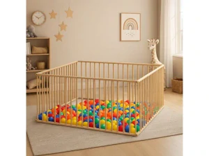 Dětská dřevěná ohrádka Iva Scarlett - buk, 123 x 123 cm