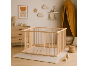 Dětská dřevěná ohrádka Scarlett BELA - přírodní, 100 x 100 cm