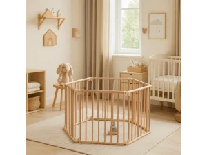 Dětská dřevěná ohrádka Scarlett FANY - přírodní, 98 x 98 cm