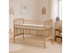 Dětská postýlka Míša buk přírodní ECO se stahovacím bokem - Scarlett 120 x 60 cm