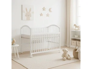 Dětská postýlka se stahovacím bokem - Scarlett Alenka (borovice) - bílá 120 x 60 cm