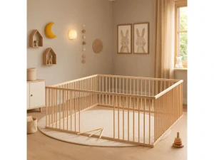 Dětská dřevěná ohrádka Scarlett LUNA - přírodní, 150 x 150 x 70 cm