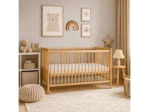 Dětská postýlka se stahovací bočnicí Scarlett DOMINIK ECO borovice 140 x 70 cm