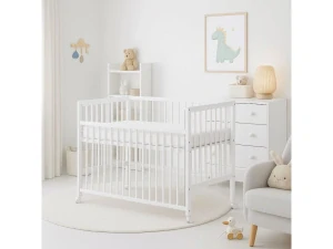 Dětská postýlka - Scarlett DOMINIK (borovice), stahovací bočnice - bílá 120 x 60 cm