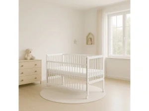 Postýlka se stahovacím bokem Scarlett Perta - buk - bílá 120 x 60 cm