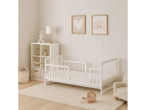 Dětská postýlka Scarlett Kombi s vyndavacími příčkami buk - bílá 140 x 70 cm