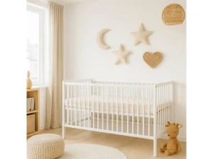 Dětská postýlka s vyndavacími příčkami - Scarlett Glera (buk) - bílá 120 x 60 cm