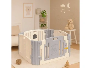 Dětská plastová ohrádka Scarlett Méďa - mléčno-šedá, 116 x 116 x 60 cm