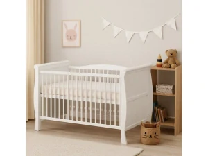 Dětská postýlka Scarlett MARINA s vyndavacími příčkami - borovice - 120 x 60 cm - bílá