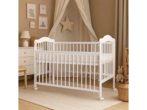 Dětská postýlka se stahovacím bokem - Scarlett ALEK (borovice) - bílá 120 x 60 cm