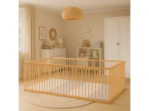 Dětská dřevěná ohrádka Scarlett s luxusní omyvatelnou žíněnkou D-šedá, buk 200 x 140 x 70cm