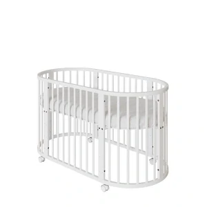 Dětská rostoucí postýlka 3v1 oválná + matrace New Baby bílá