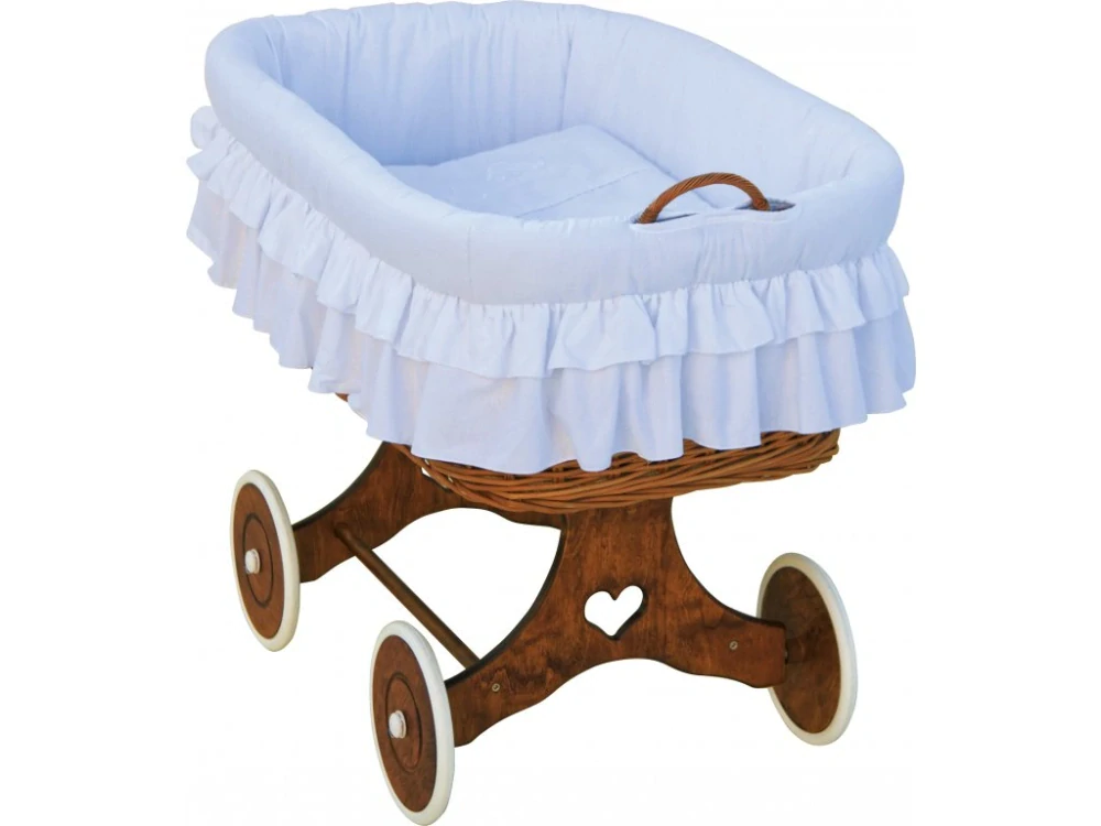 Proutěný košík pro miminko s boudičkou Scarlett Martin bílá, podvozek srdíčko