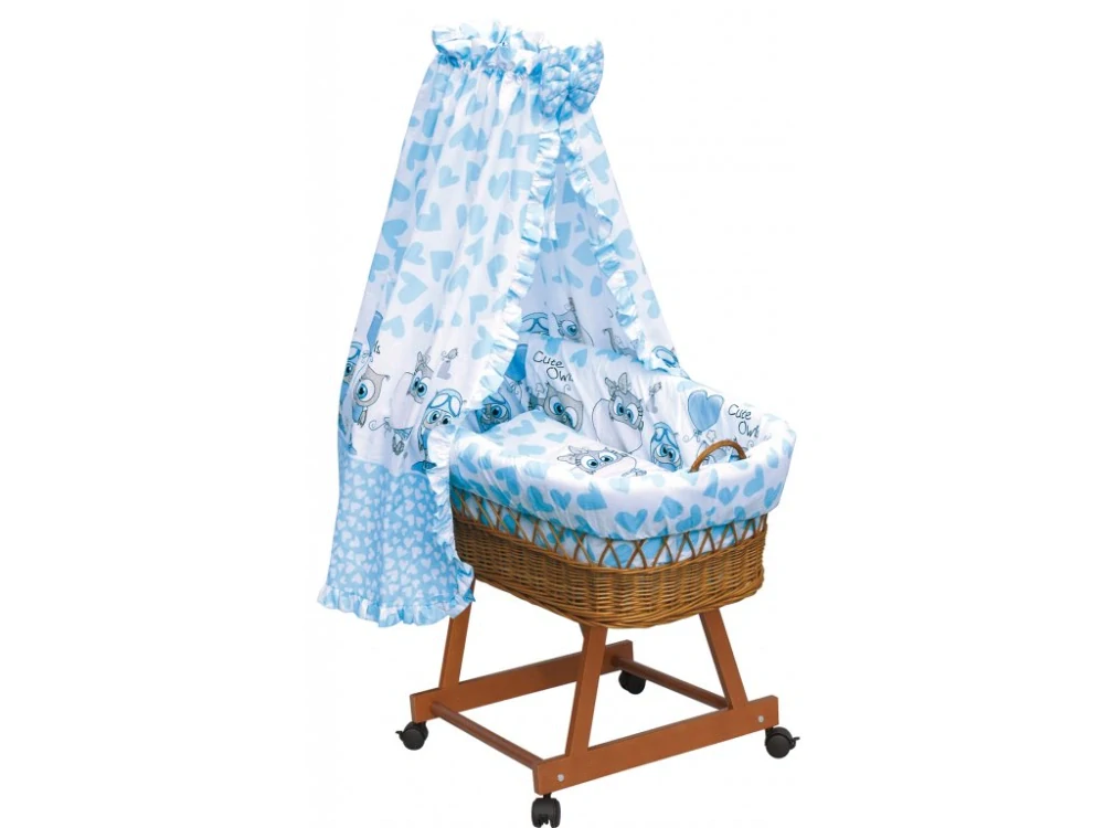 Souprava povlečení do proutěného košíku pro miminko 6dílná - Scarlett Kulíšek - modrá