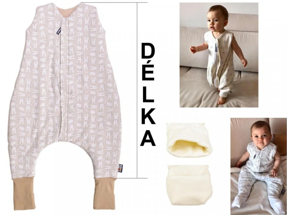 Letní spací pytel 80 cm s nožičkami modré lístečky Kaarsgaren