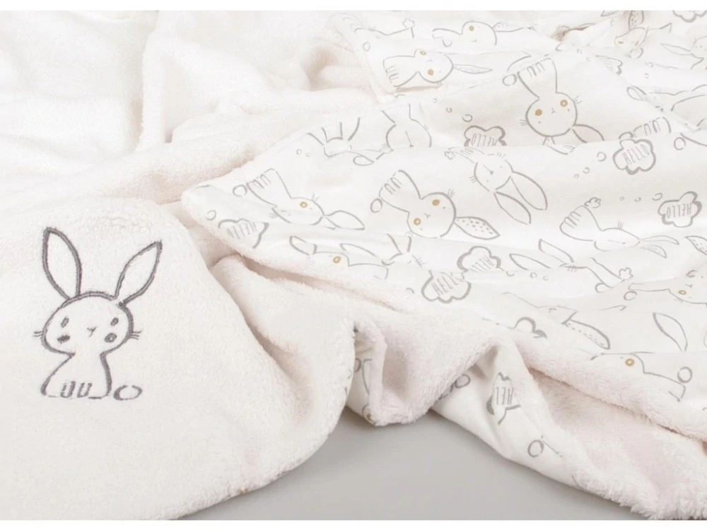 Dětská deka 100x70 cm smetanová zajíc Wellsoft bavlna Kaarsgaren