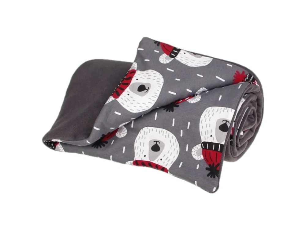 Zateplená dětská deka 100x70 cm šedá medvědi Kaarsgaren