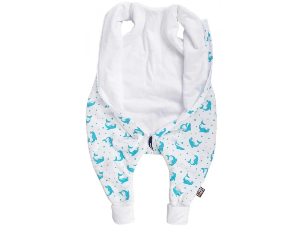 Letní bio spací pytel s nožičkami 110 cm delfínci aqua Kaarsgaren