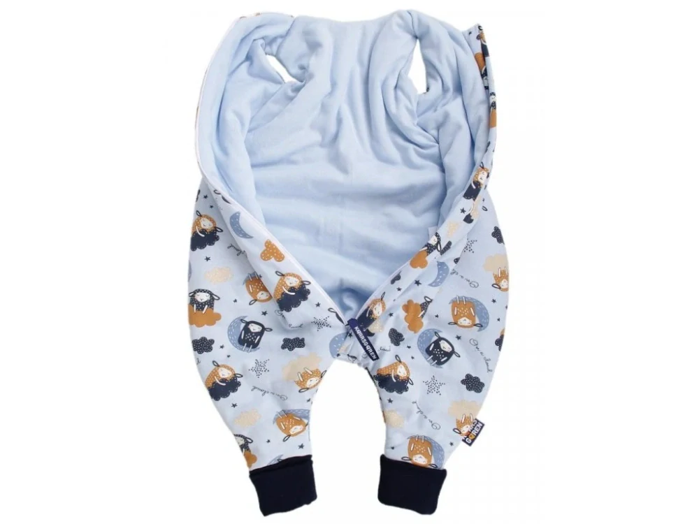 Dětský spací pytel s nožičkami 90 cm modrý ovečky Kaarsgaren