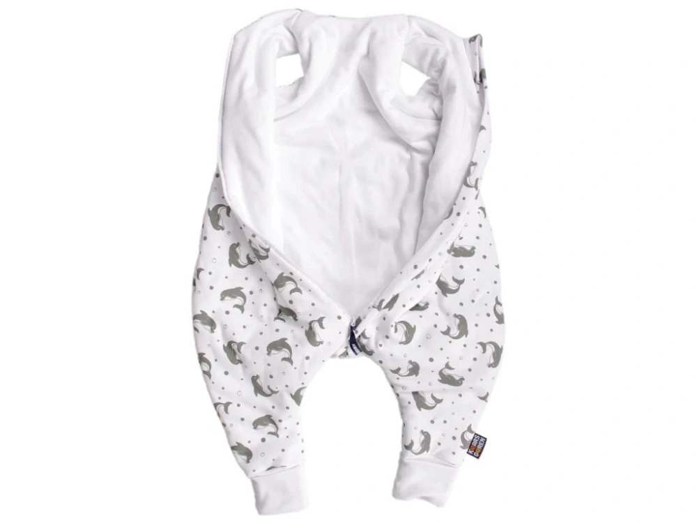 Bio spací pytel s nožičkami 60 cm delfínci šedé Kaarsgaren
