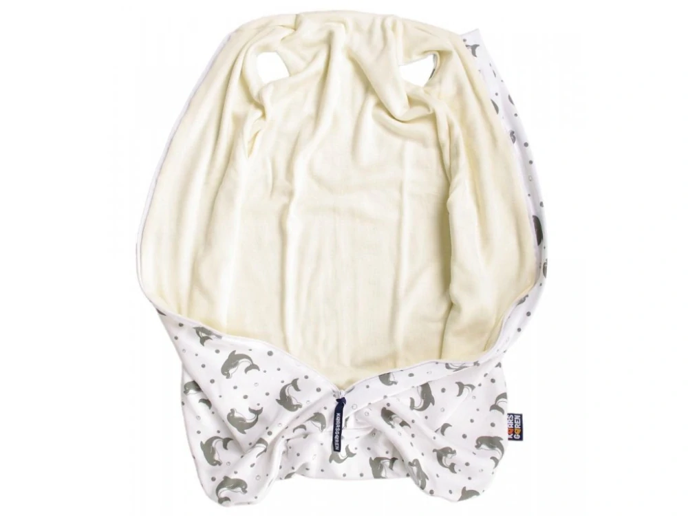 Celoroční merino spací pytel 70 cm bio šedí delfínci Kaarsgaren