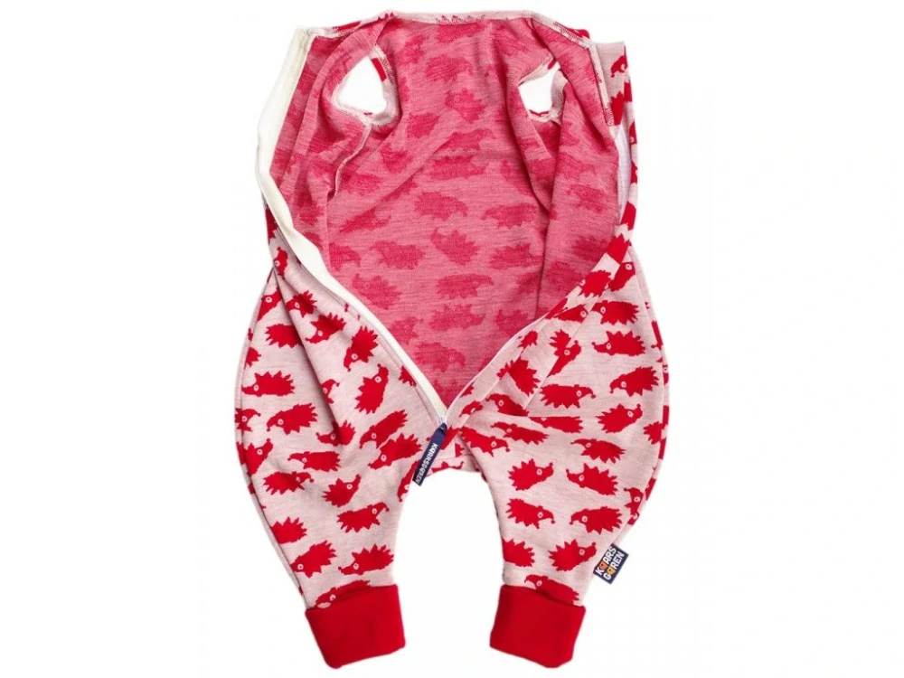 Merino spací pytel 80 cm ježek červený s nožičkami Kaarsgaren