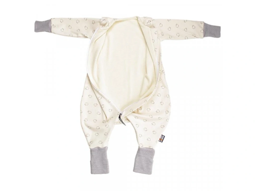 Merino spací pytel s rukávy 60 cm bio beránci šedé nohavice Kaarsgaren