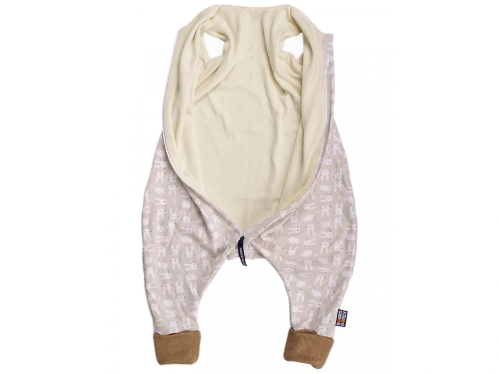 Merino spací pytel 90 cm zajíc béžový s nožičkami Kaarsgaren