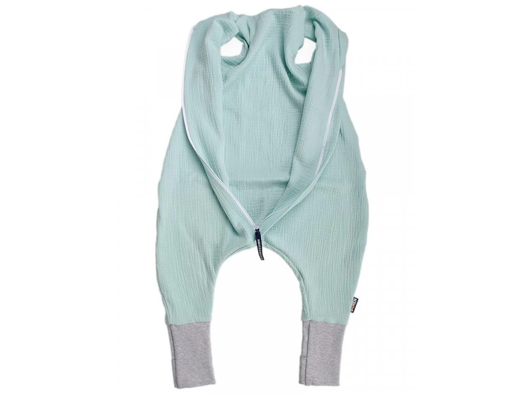 Letní spací pytel s nožičkami 70 cm mentolový mušelín Kaarsgaren