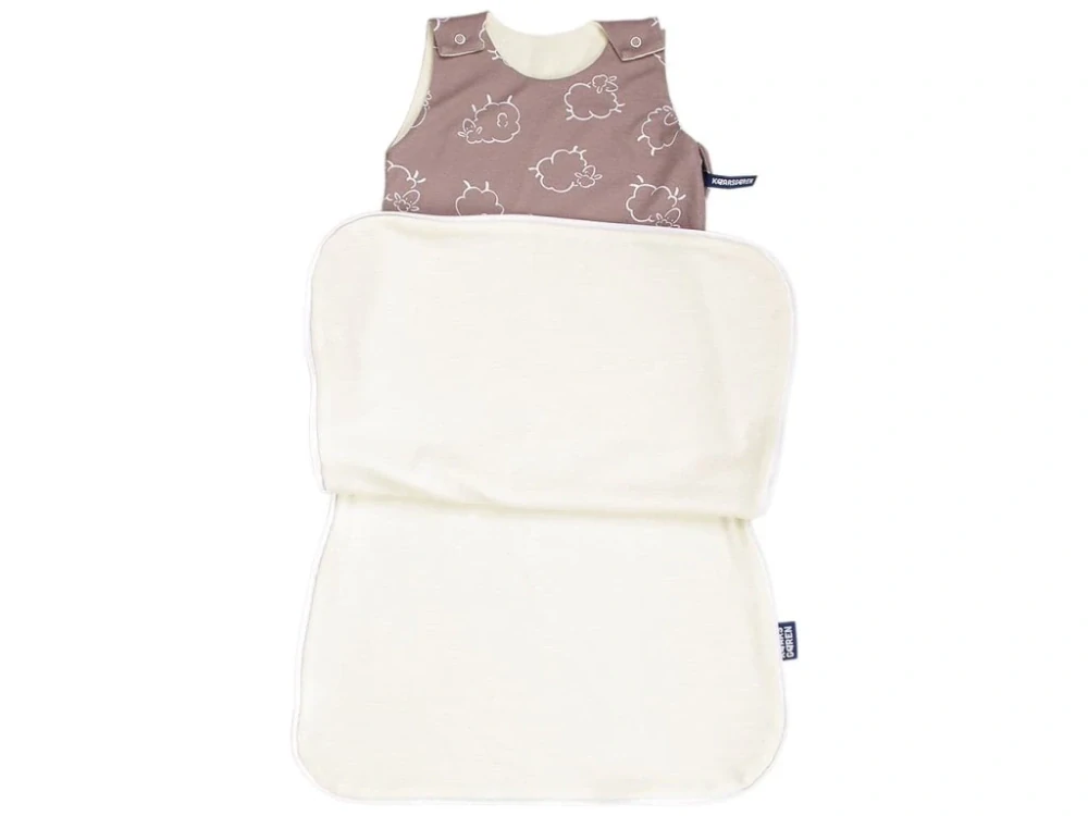 Merino spací pytel 60 cm ovečky hnědé zip na boku Kaarsgaren