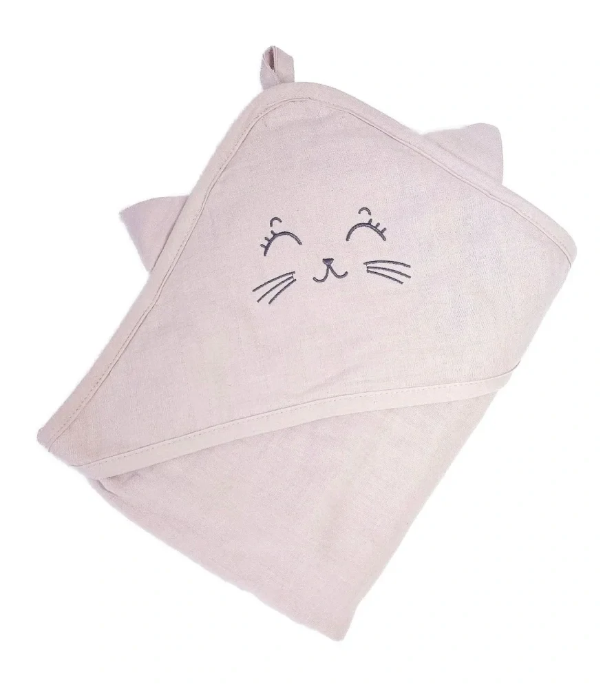 Dětská mušelínová osuška s kapucí růžová, 80x80 cm PREM