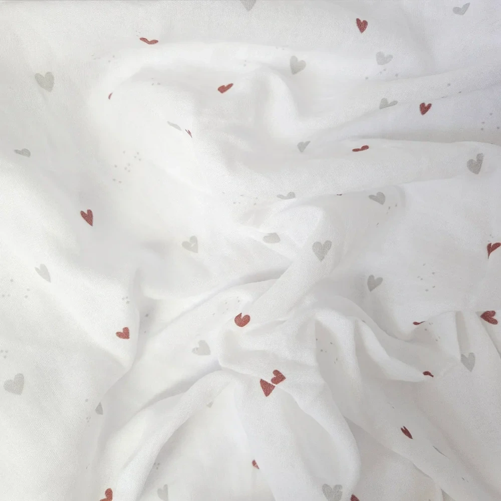 Mušelínové povlečení do dětské postýlky, karamelová srdíčka, 90x130+45x60 PREM