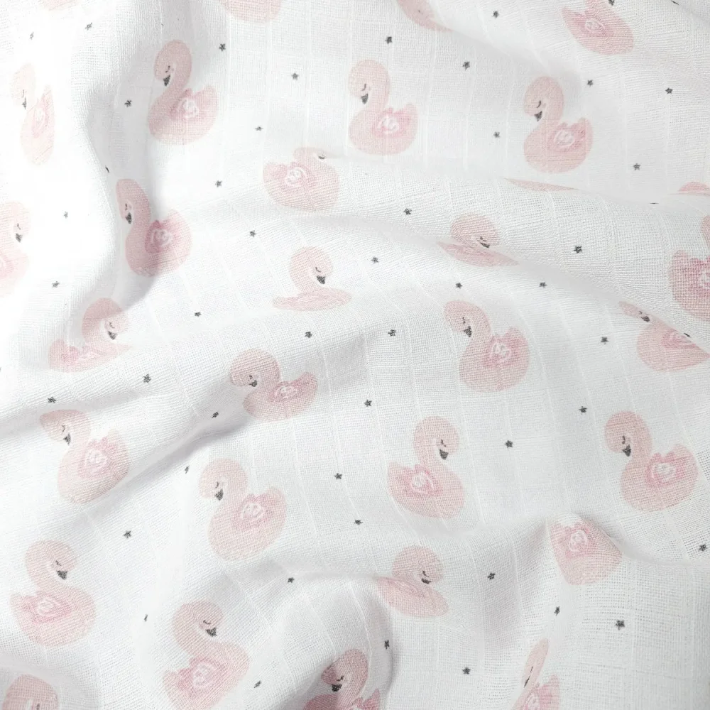 Kvalitní bavlněná plena/osuška s potiskem Tetra Premium, 90x100 cm labutě PREM