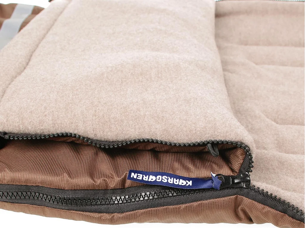 Hnědý rostoucí fusak do kočárku s taupe merino fleecem Kaarsgaren