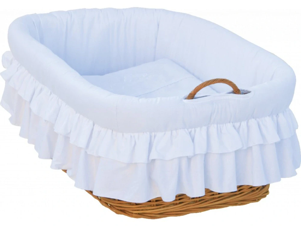 Proutěný košík pro miminko s boudičkou Scarlett Martin bílá, podvozek srdíčko