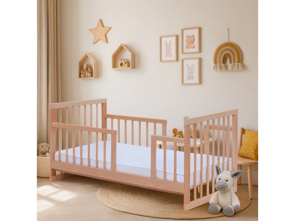 Dětská postýlka Scarlett Kombi s vyndavacími příčkami buk - přírodní 140 x 70 cm