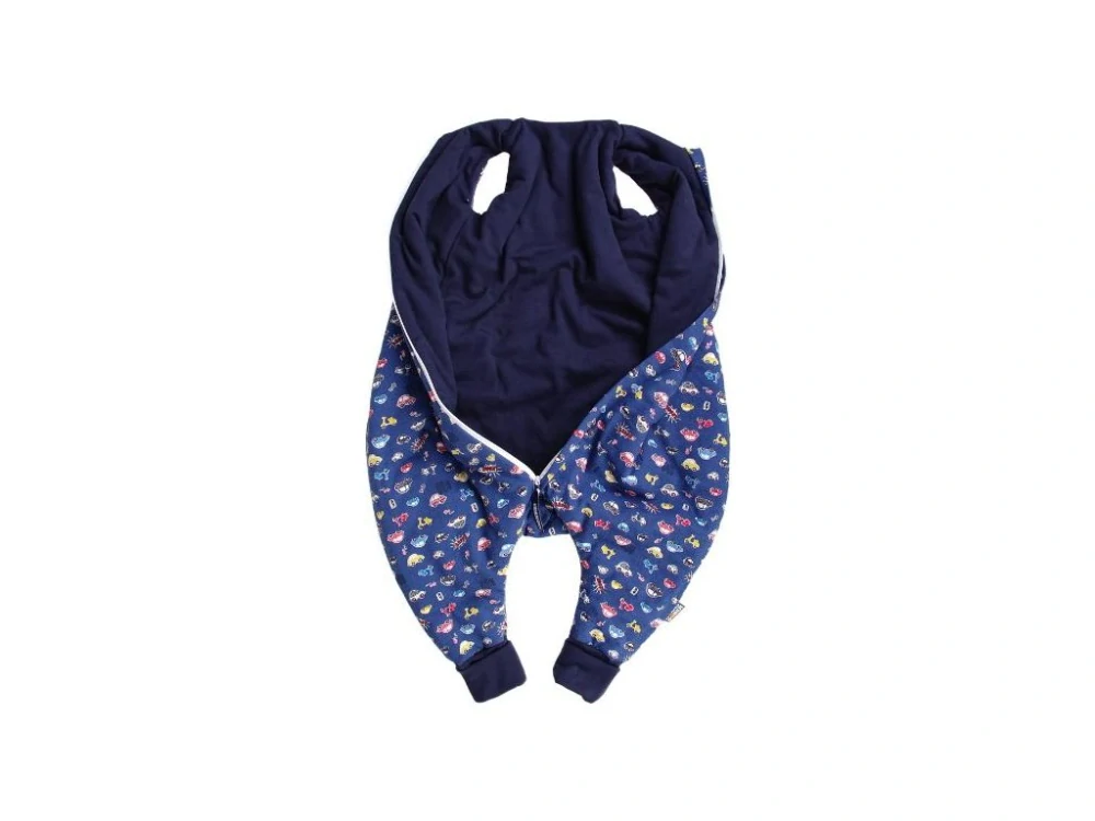 Spací pytel s nožičkami 100 cm tmavomodrý autíčka Kaarsgaren