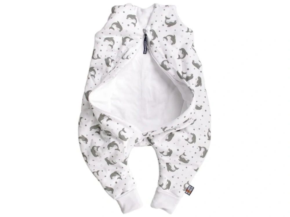 Bio spací pytel s nožičkami 70 cm delfínci šedé Kaarsgaren