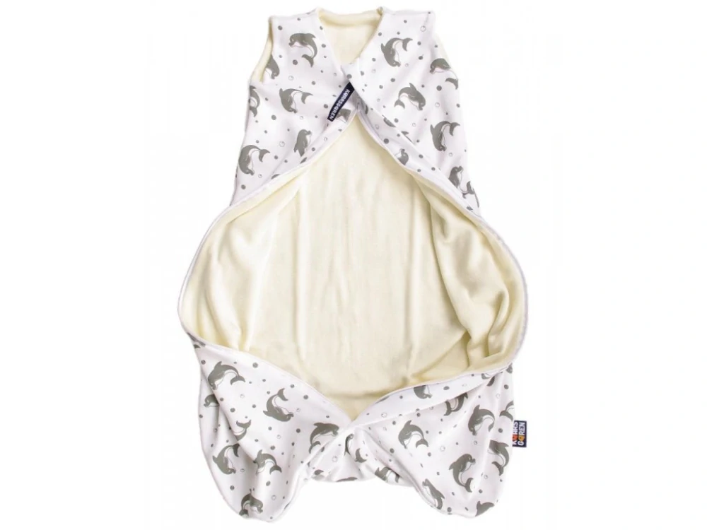 Celoroční merino spací pytel 70 cm bio šedí delfínci Kaarsgaren