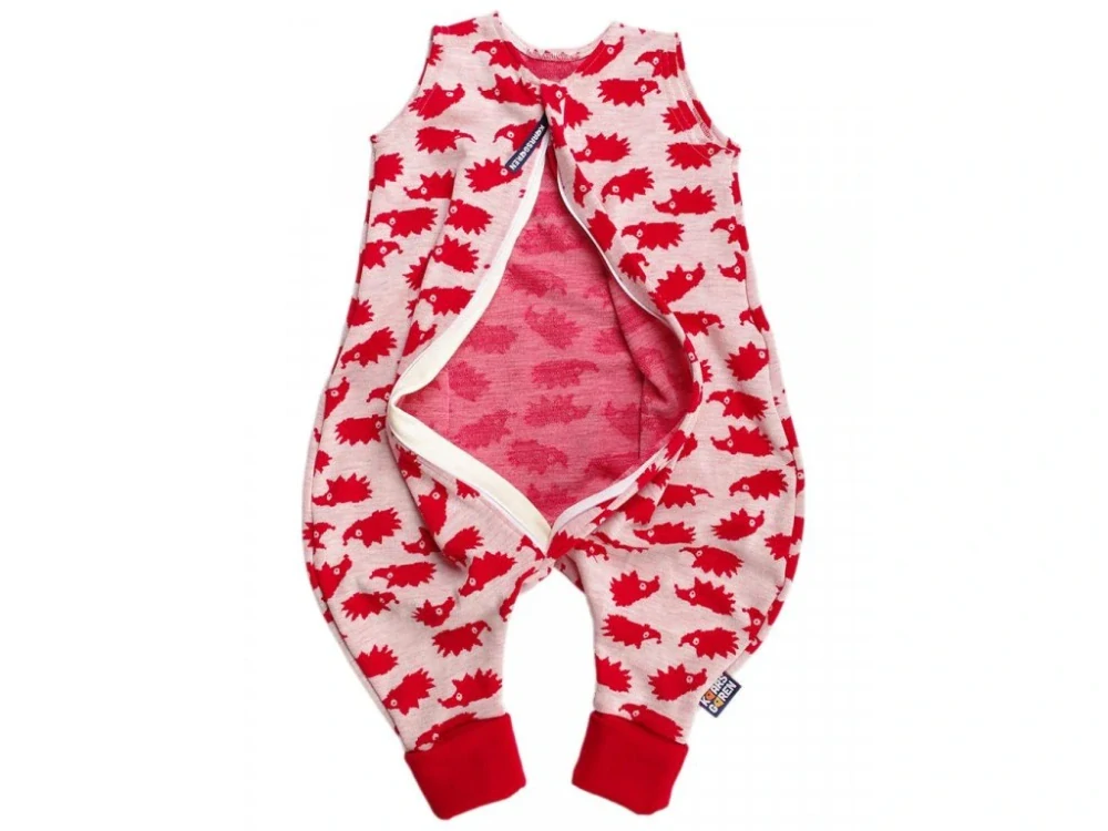 Merino spací pytel 80 cm ježek červený s nožičkami Kaarsgaren