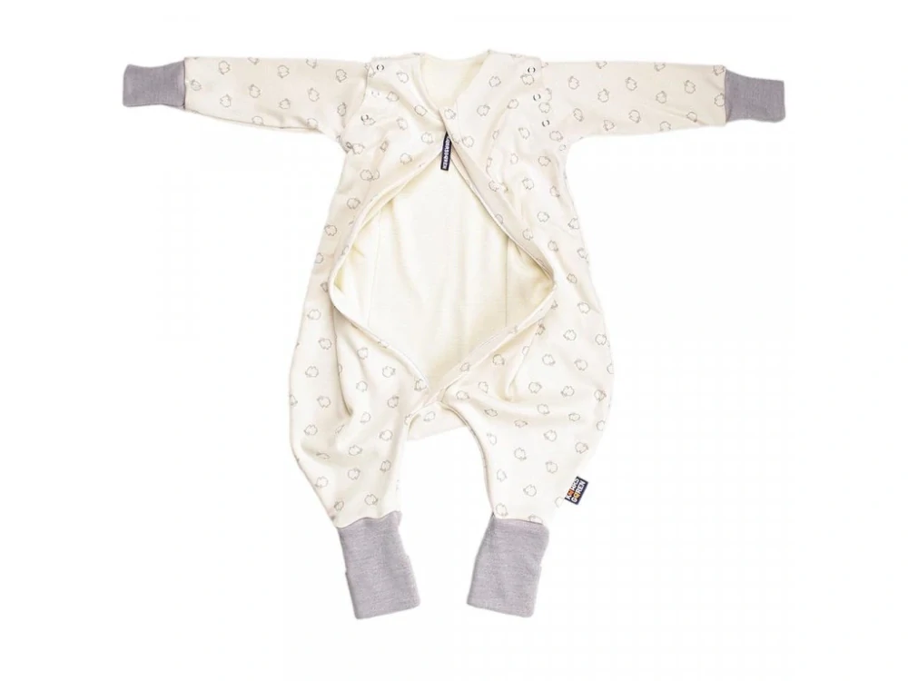 Merino spací pytel s rukávy 60 cm bio beránci šedé nohavice Kaarsgaren