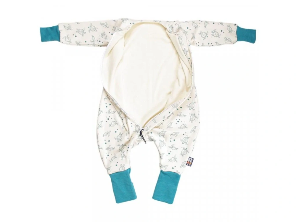 Merino spací pytel s rukávy 60 cm bio želvy zelené nohavice Kaarsgaren