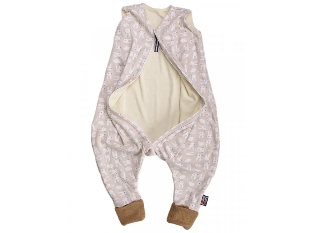 Merino spací pytel 90 cm zajíc béžový s nožičkami Kaarsgaren