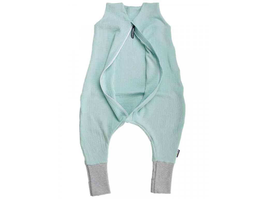 Letní spací pytel s nožičkami 90 cm mentolový mušelín Kaarsgaren