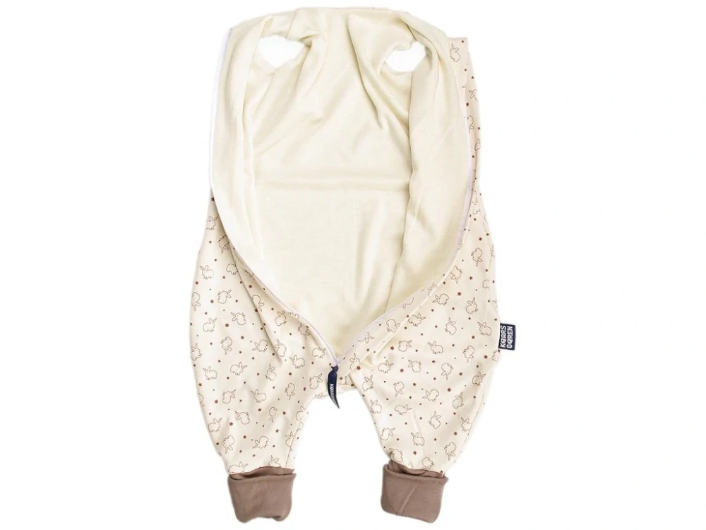 Merino spací pytel 60 cm bio králíci s nožičkami béžové nohavice Kaarsgaren