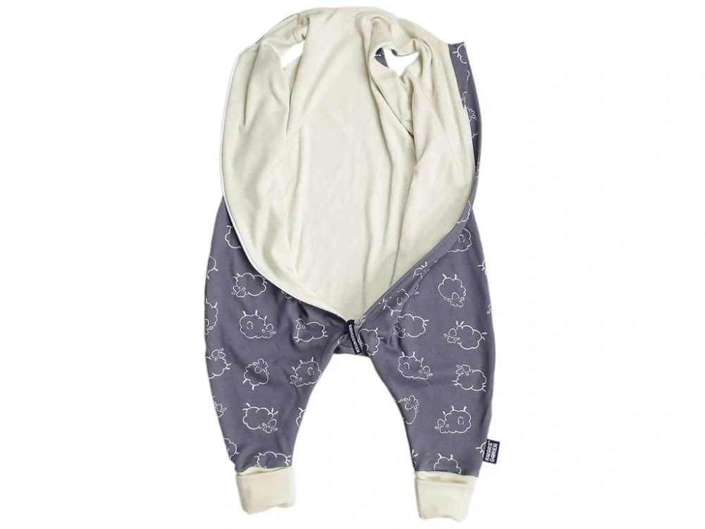 Merino spací pytel 80 cm s nožičkami – šedé ovečky Kaarsgaren
