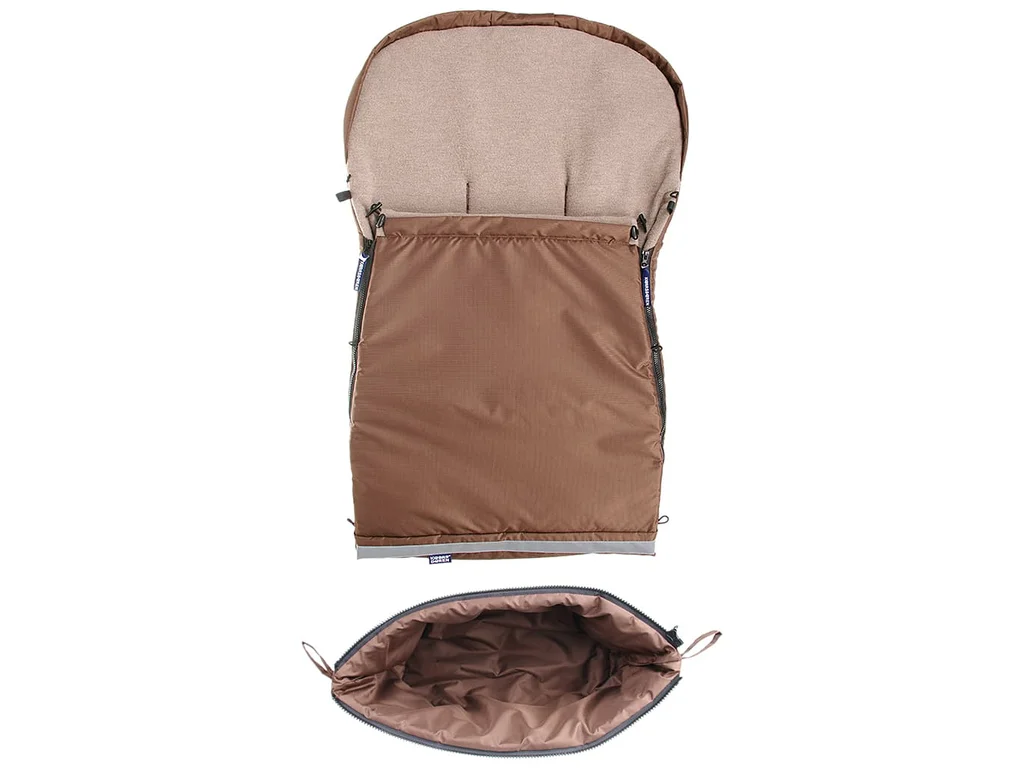 Hnědý rostoucí fusak do kočárku s taupe merino fleecem Kaarsgaren