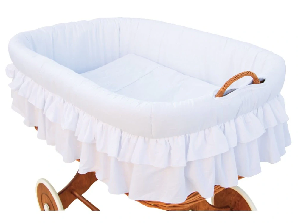 Proutěný košík pro miminko s boudičkou Scarlett Martin bílá, podvozek srdíčko