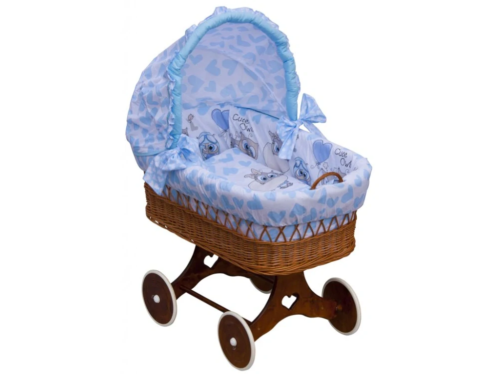 Souprava povlečení do proutěného košíku pro miminko 6dílná - Scarlett Kulíšek - modrá